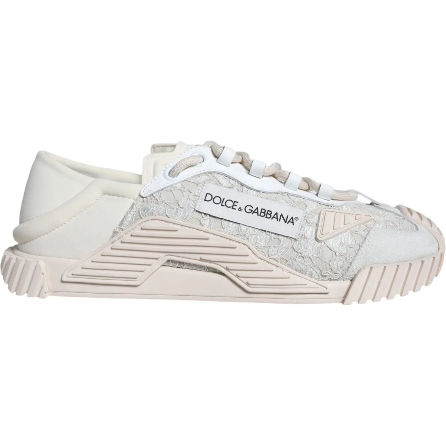 Dolce & Gabbana White Lace NS1 Low Top Sneaker Sports Shoes