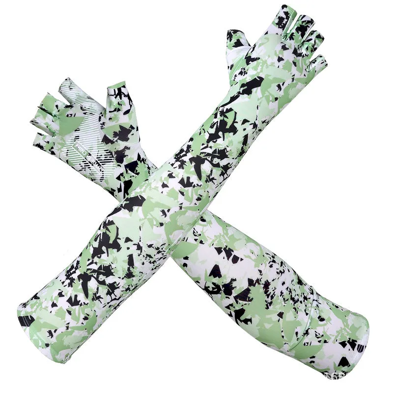 Exercise Camouflage Ice Silk Sleeves Long Sun Protection for Men and Women Arm Sleeve Outdoor Icy Oversleeves