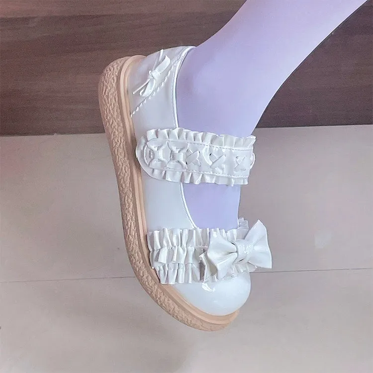 Fairy Godmother~Cute Lolita Shoes Bow Candy-Colored Lolita Flat Shoes