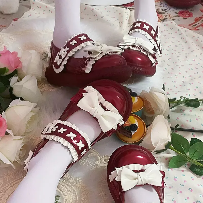 Fairy Godmother~Cute Lolita Shoes Bow Candy-Colored Lolita Flat Shoes