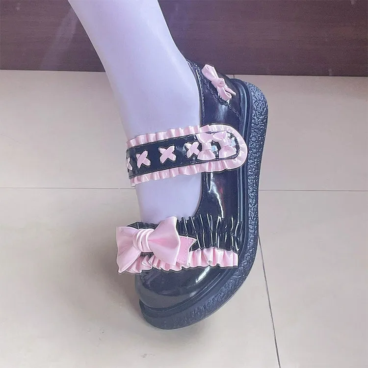 Fairy Godmother~Cute Lolita Shoes Bow Candy-Colored Lolita Flat Shoes