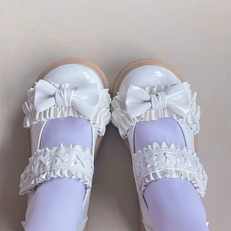 Fairy Godmother~Cute Lolita Shoes Bow Candy-Colored Lolita Flat Shoes