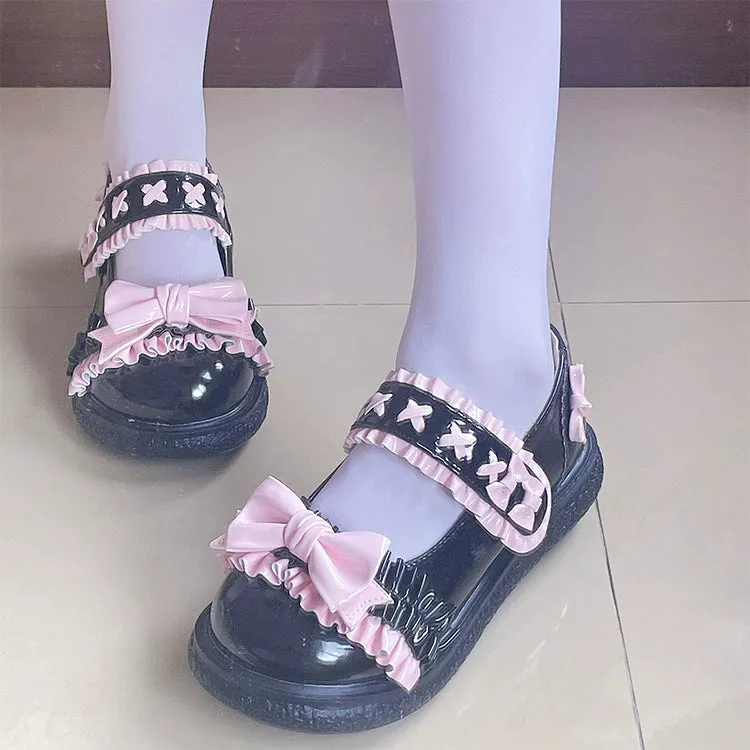 Fairy Godmother~Cute Lolita Shoes Bow Candy-Colored Lolita Flat Shoes