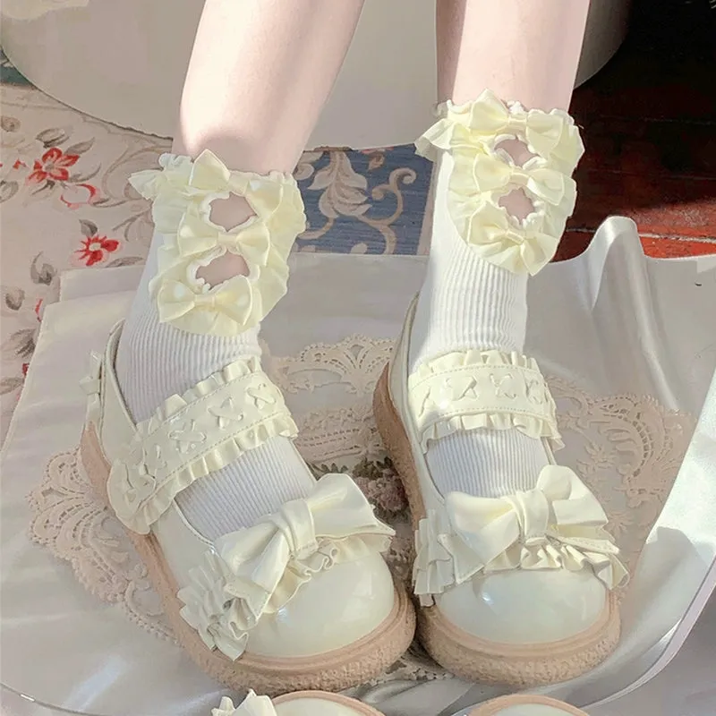 Fairy Godmother~Cute Lolita Shoes Bow Candy-Colored Lolita Flat Shoes