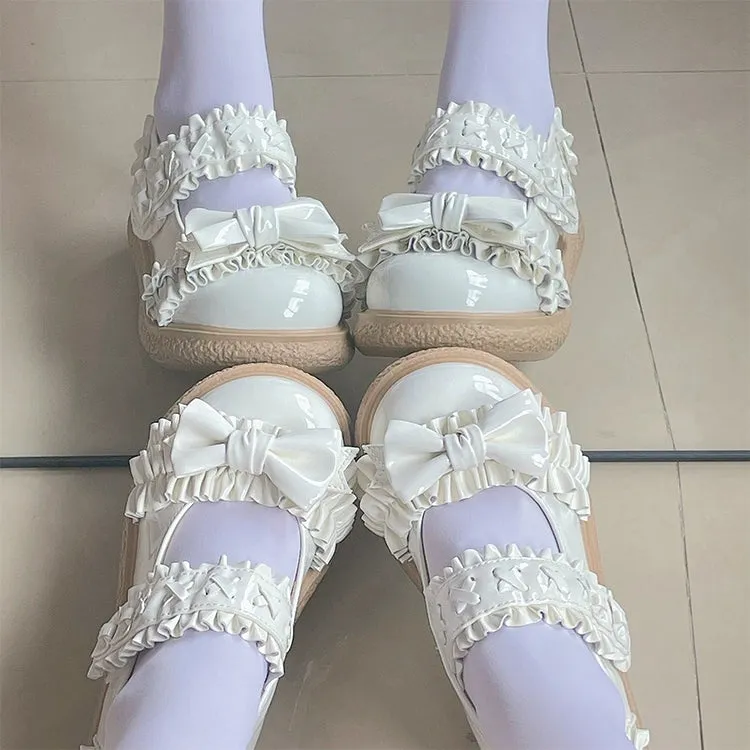 Fairy Godmother~Cute Lolita Shoes Bow Candy-Colored Lolita Flat Shoes