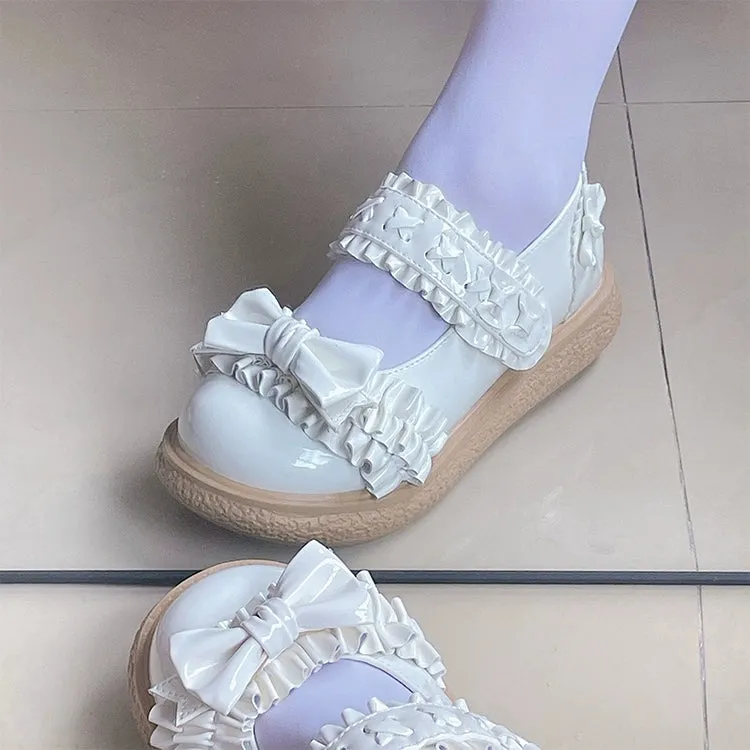 Fairy Godmother~Cute Lolita Shoes Bow Candy-Colored Lolita Flat Shoes