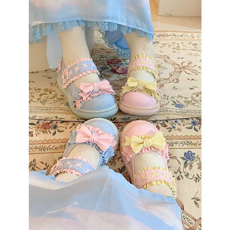 Fairy Godmother~Cute Lolita Shoes Bow Candy-Colored Lolita Flat Shoes