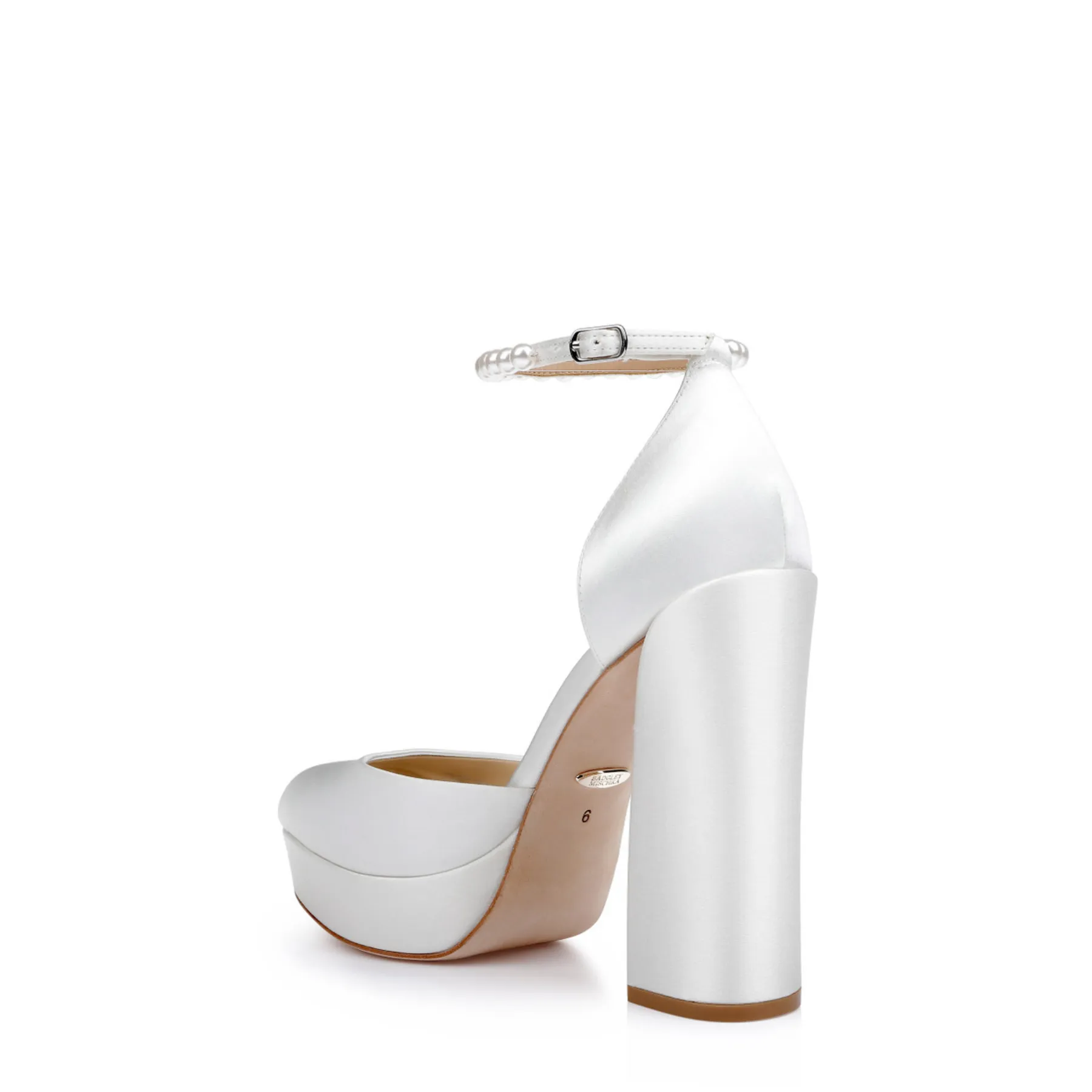 Felixa - Closed Toe Platform Heel with Pearl Ankle Strap - Soft White