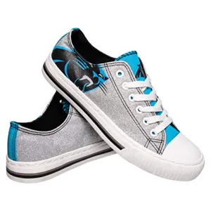 FOCO Carolina Panthers NFL Womens Glitter Low Top Canvas Shoes - 9