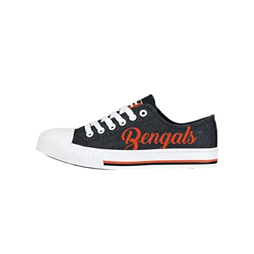 FOCO Cincinnati Bengals NFL Womens Color Glitter Low Top Canvas Shoes - 7