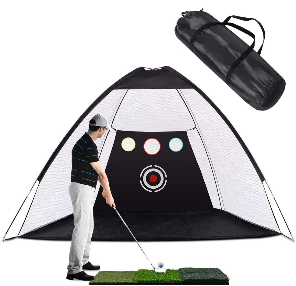 Foldable Golf Hitting Net Sets with Chipping Target Pockets-200cm