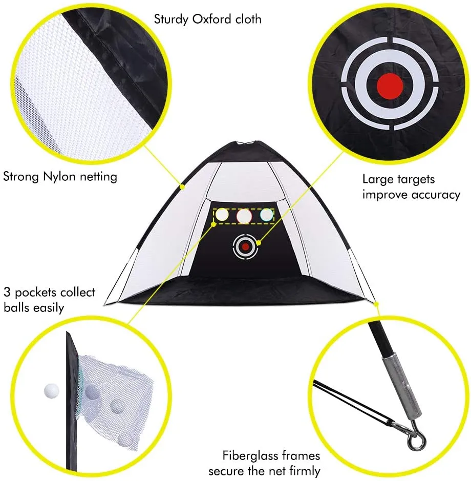 Foldable Golf Hitting Net Sets with Chipping Target Pockets-200cm