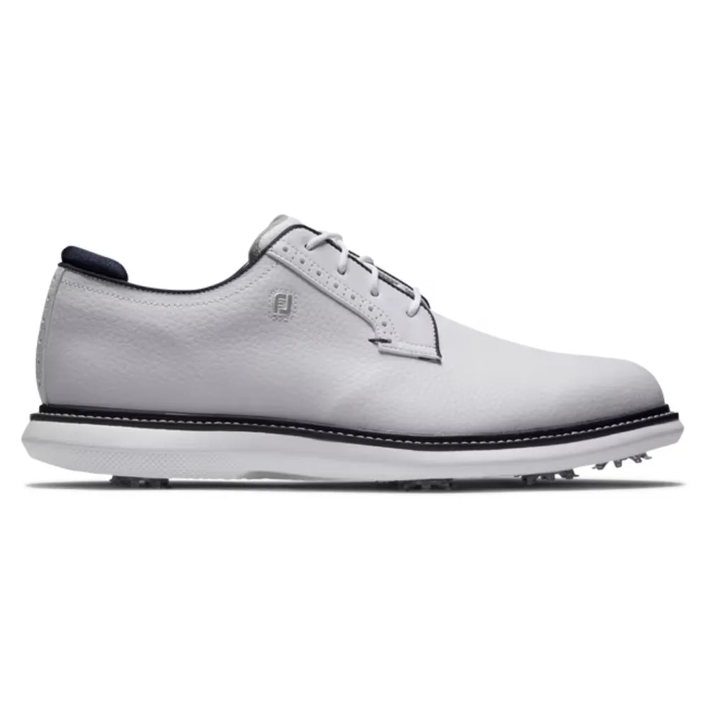 FootJoy Mens Traditions Blucher Cleated Golf Shoes - White/White/Navy