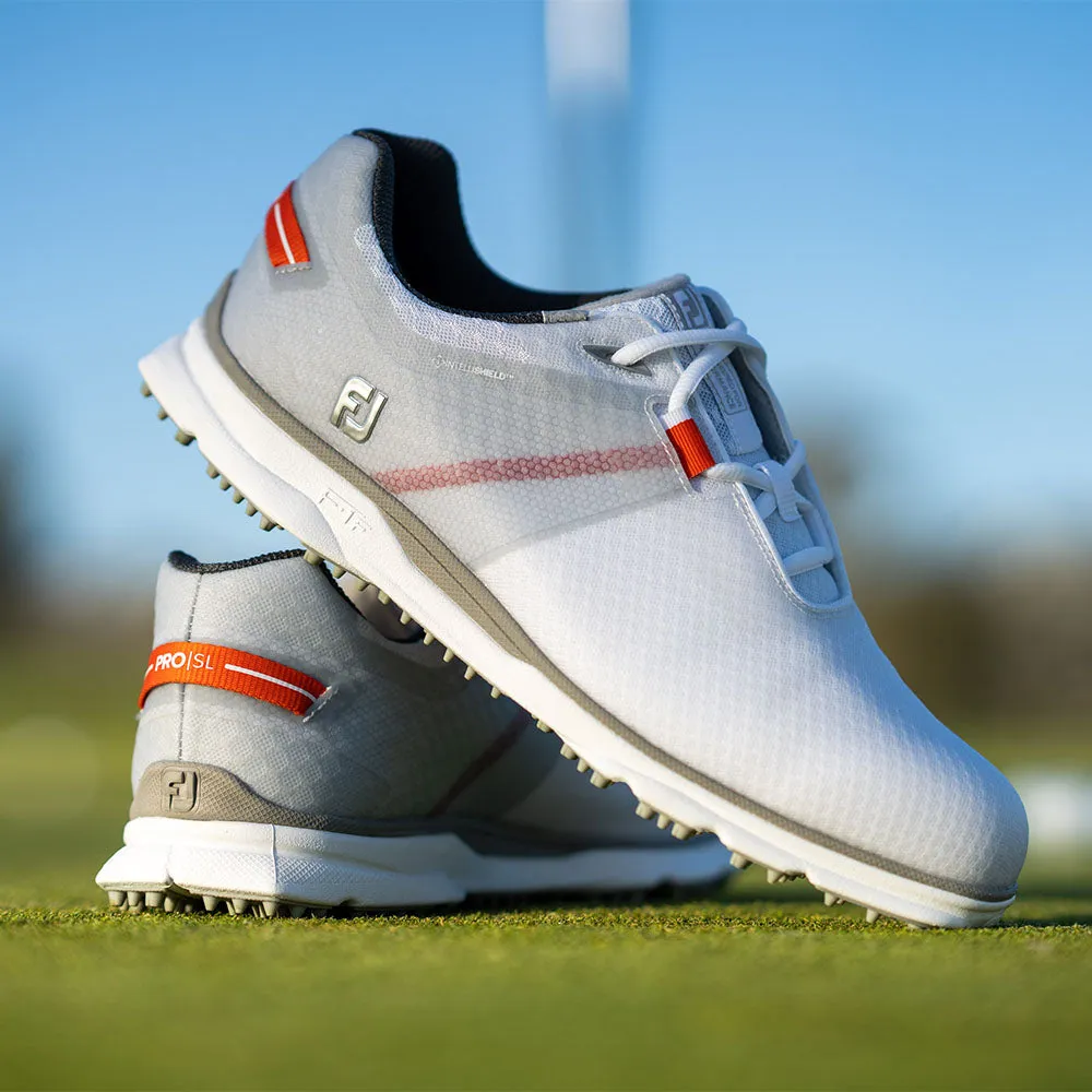 FootJoy Pro SL Sport Spikeless Waterproof Shoes - White/Grey/Orange