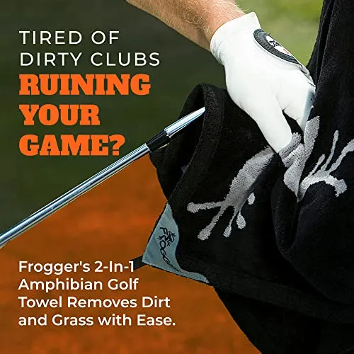 Frogger Golf Amphibian Wet/Dry Golf Towel,Cotton, viscose derived from Bamboo, Black/Grey