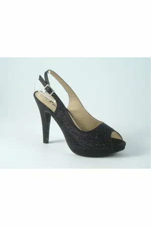 Glitz Shoes Posh ‘jess’ Peep Toe Court Shoe