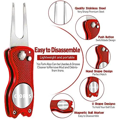 Golf Cleaning Tools with Microfiber Towel and Divot Tool Set