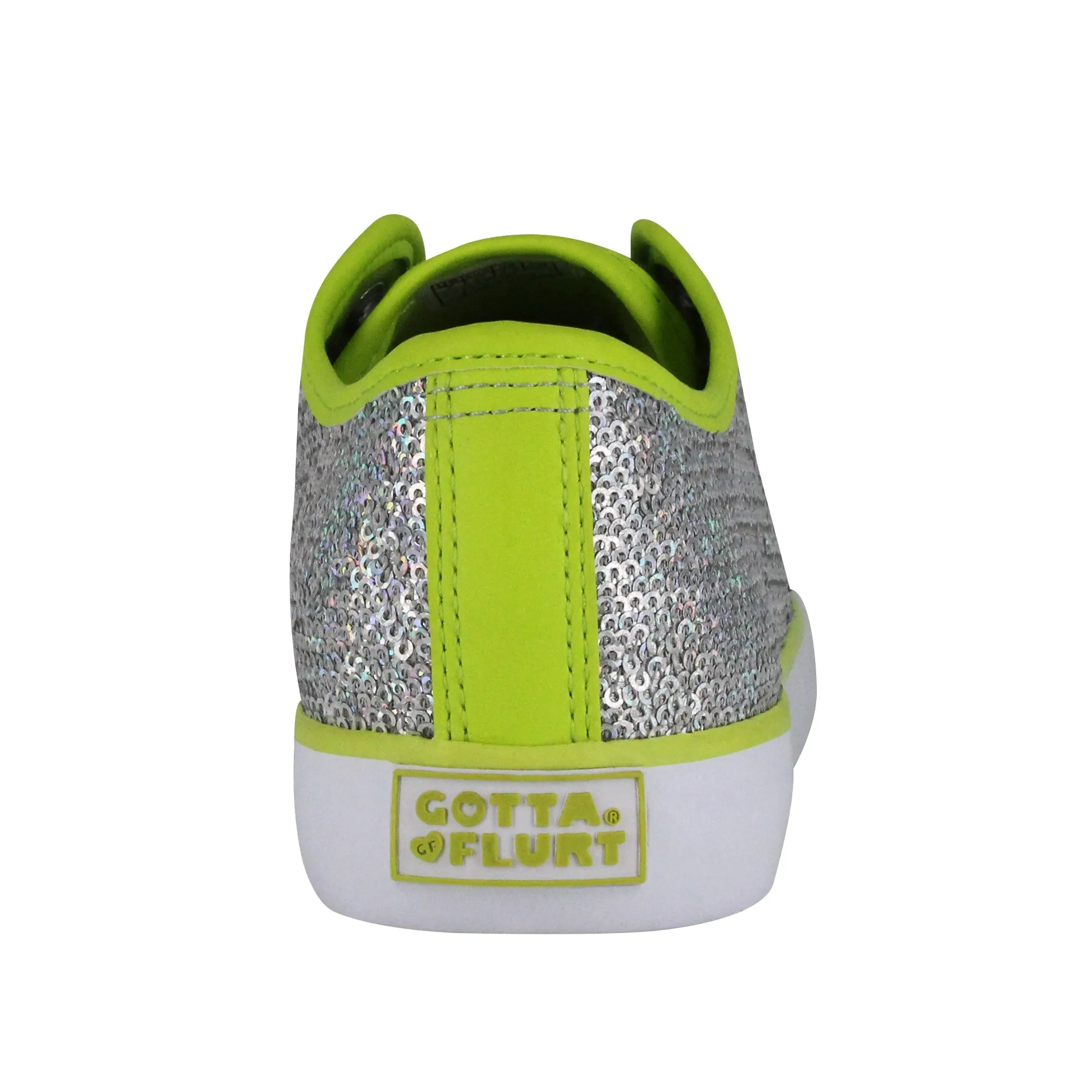 Gotta Flurt Women's Pizazz Silver/Lime Sequin Low Top Dance Sneaker