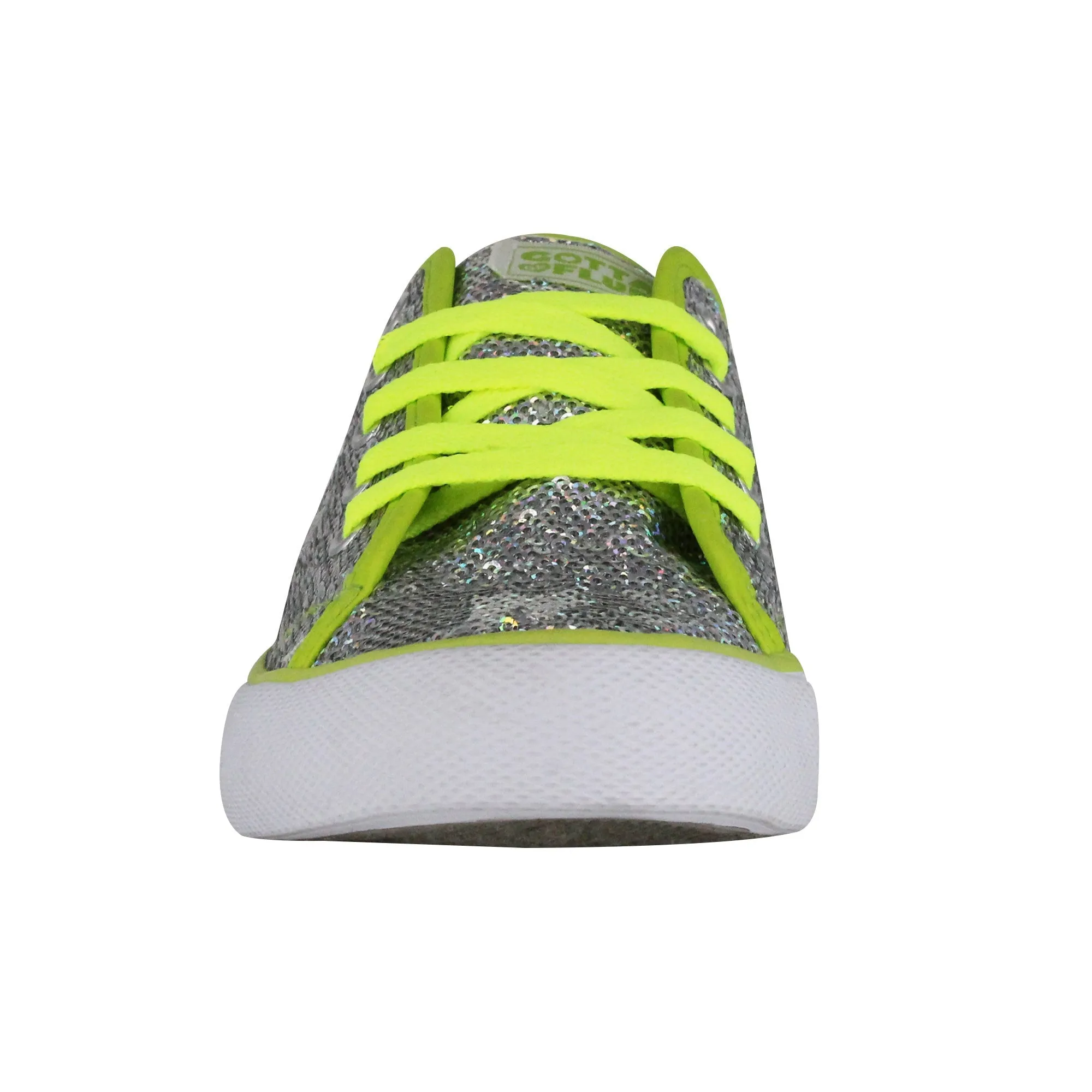 Gotta Flurt Women's Pizazz Silver/Lime Sequin Low Top Dance Sneaker