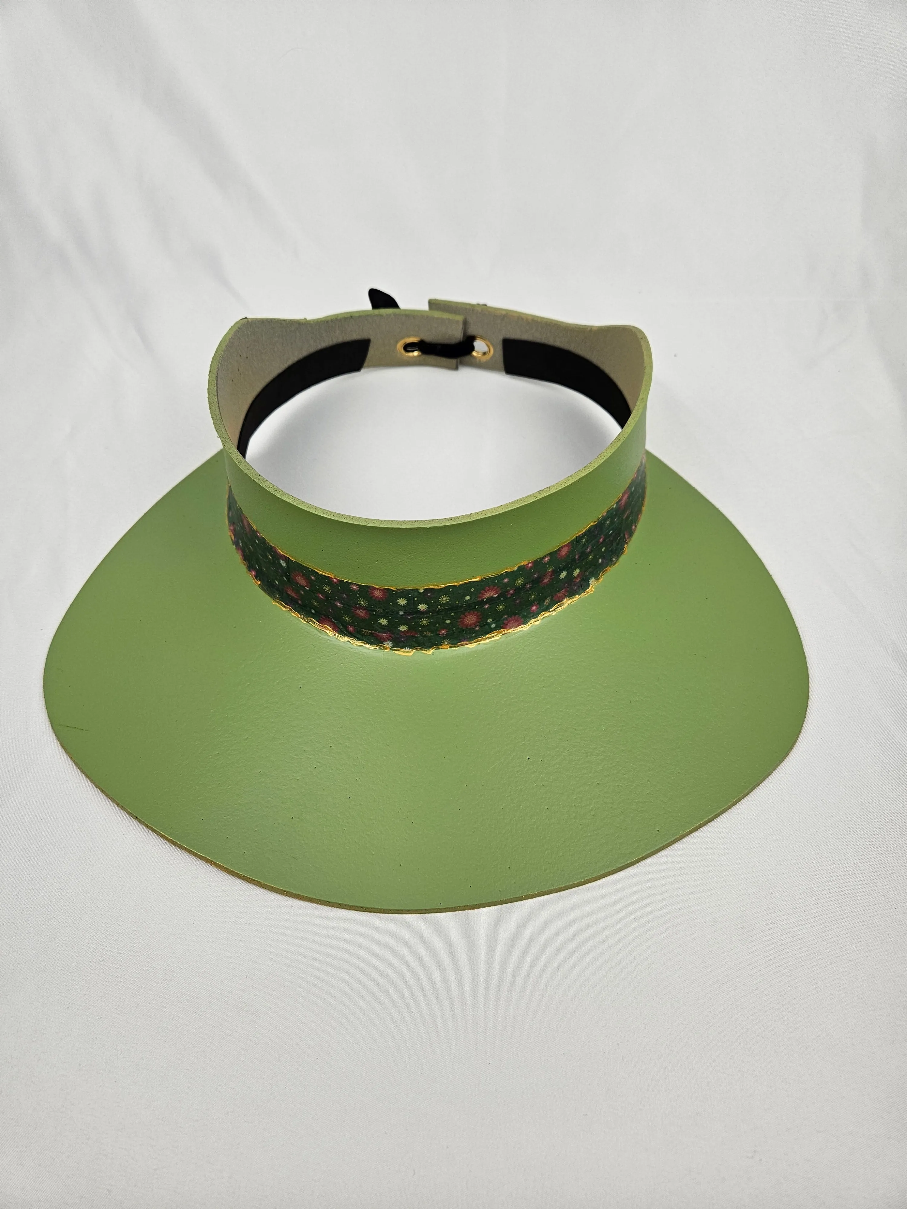 Green "LadyEVA" Visor Hat with Dark Green Floral Band