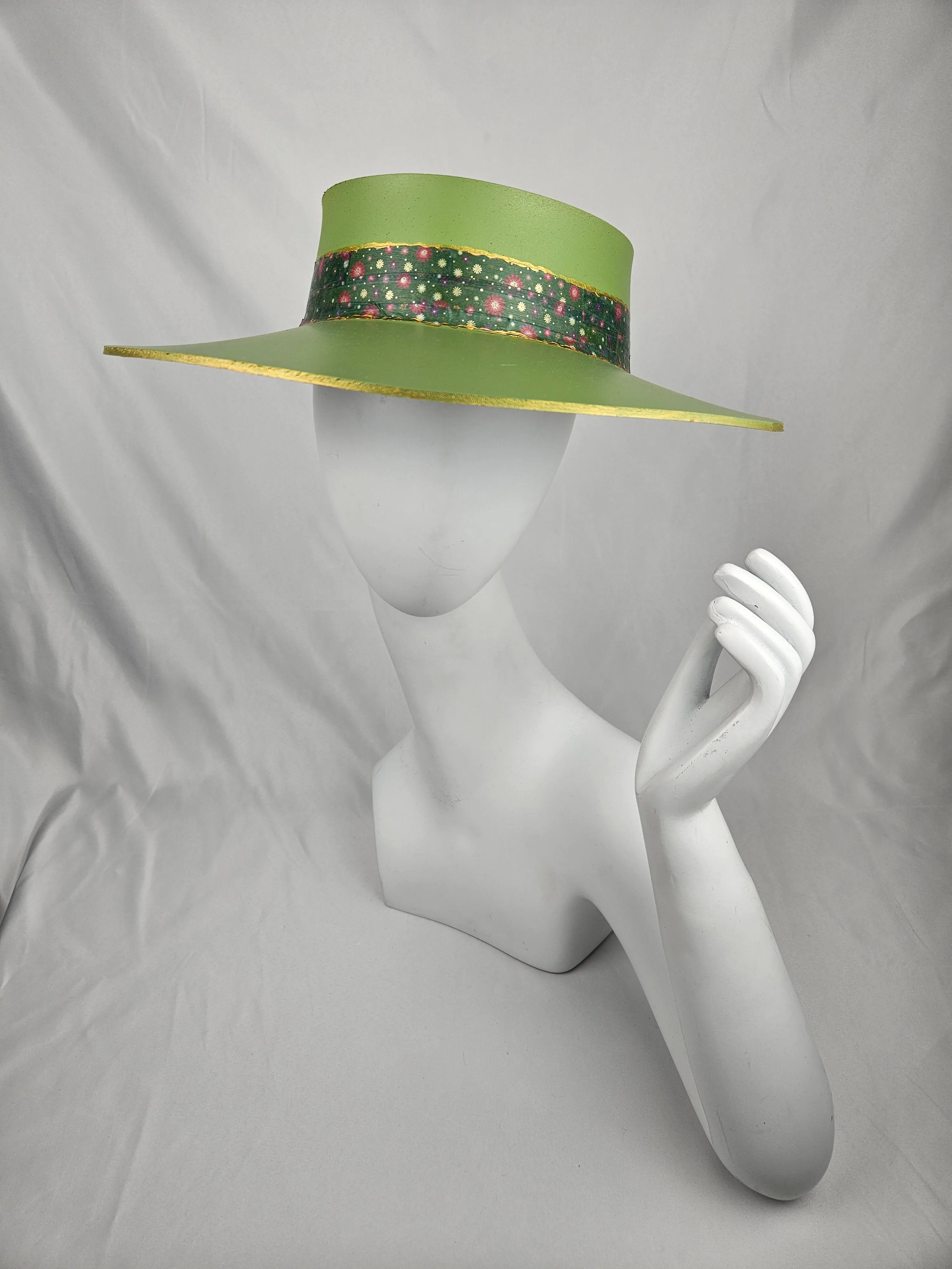 Green "LadyEVA" Visor Hat with Dark Green Floral Band