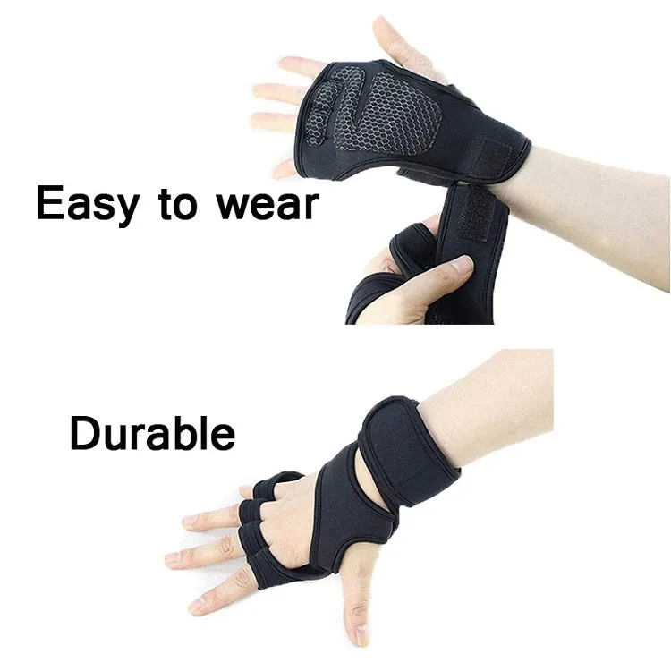 Half-Finger Sports Gloves Non-Slip Silicone Fitness Equipment Gloves Sports Compression Wristbands, Specification: S（Black）