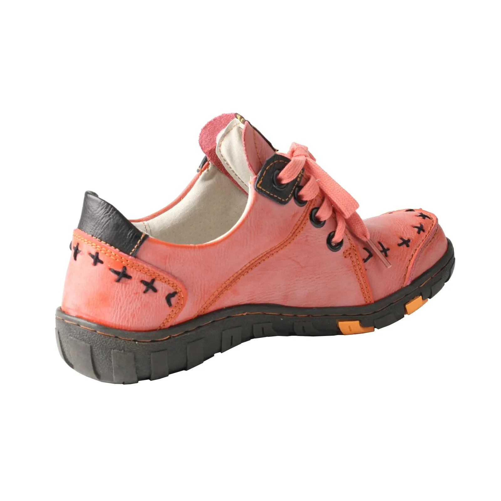 Handmade Color Block Leather Women's Sneaker With Plus Size