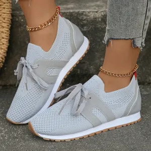 Hnzxzm Comfort Breathable Knitted Sneakers Women 2024 Spring Flat Heels Athletic Running Shoes Woman Plus Size 43 Casual Walking Shoes