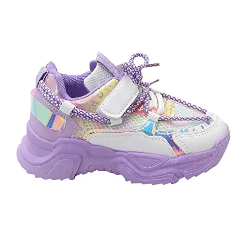 Hopscotch Girls Mesh Text Print Athletic Shoes in Purple Color, UK:13 (FAQ-4317468)