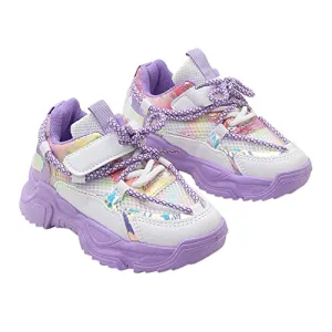 Hopscotch Girls Mesh Text Print Athletic Shoes in Purple Color, UK:13 (FAQ-4317468)