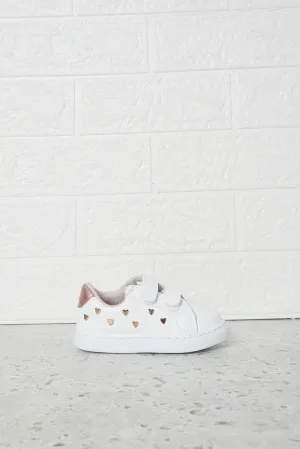 Infant Girls White Embellished Studs Sneakers