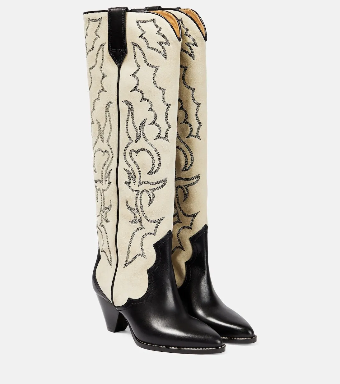 Isabel Marant leather and suede Leila cowboy boots, beige