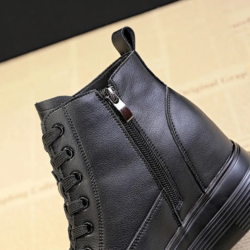 Joskaa 2024 New Black Platform Zipper Sneakers