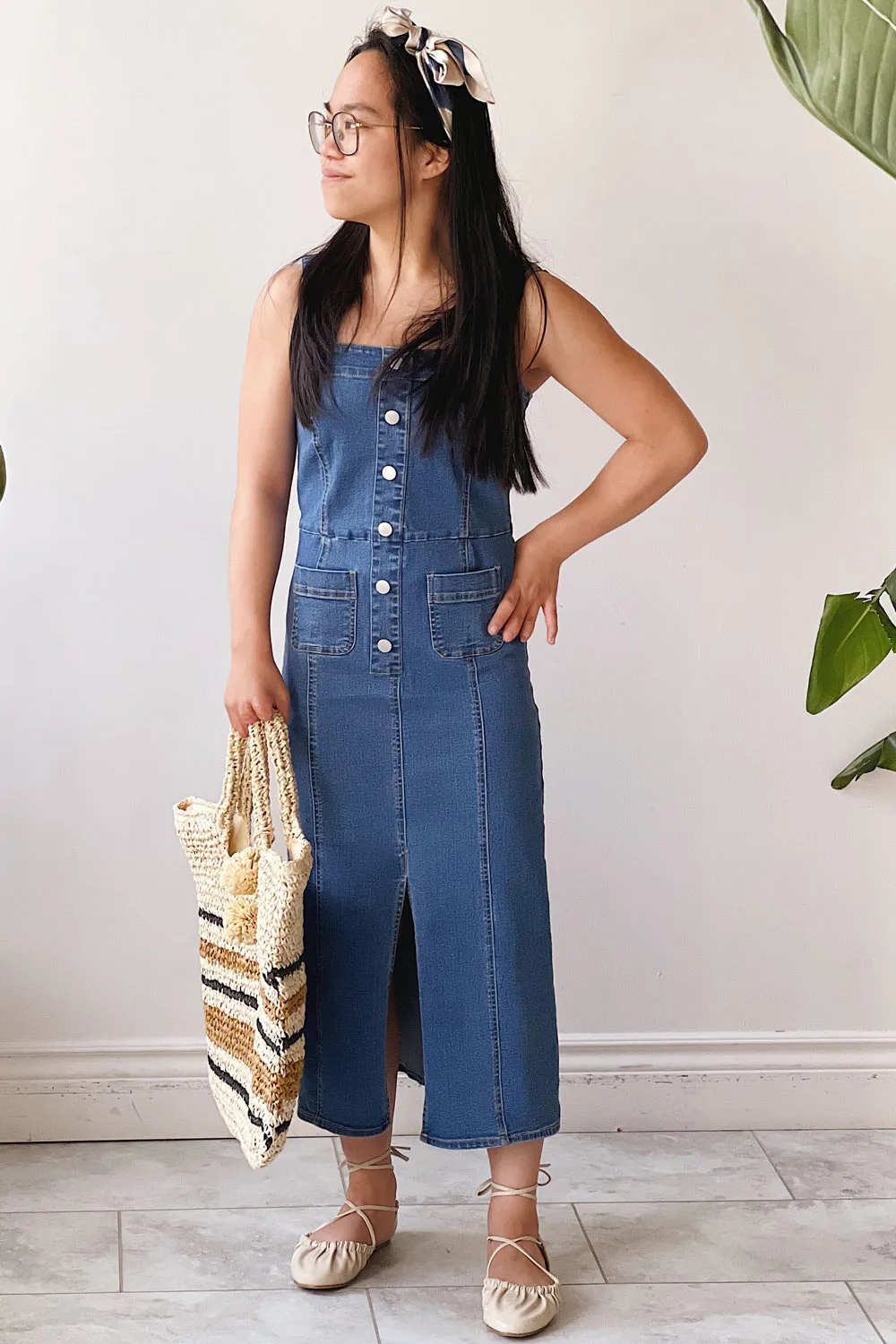 Khost | Fitted Blue Denim Midi Dress