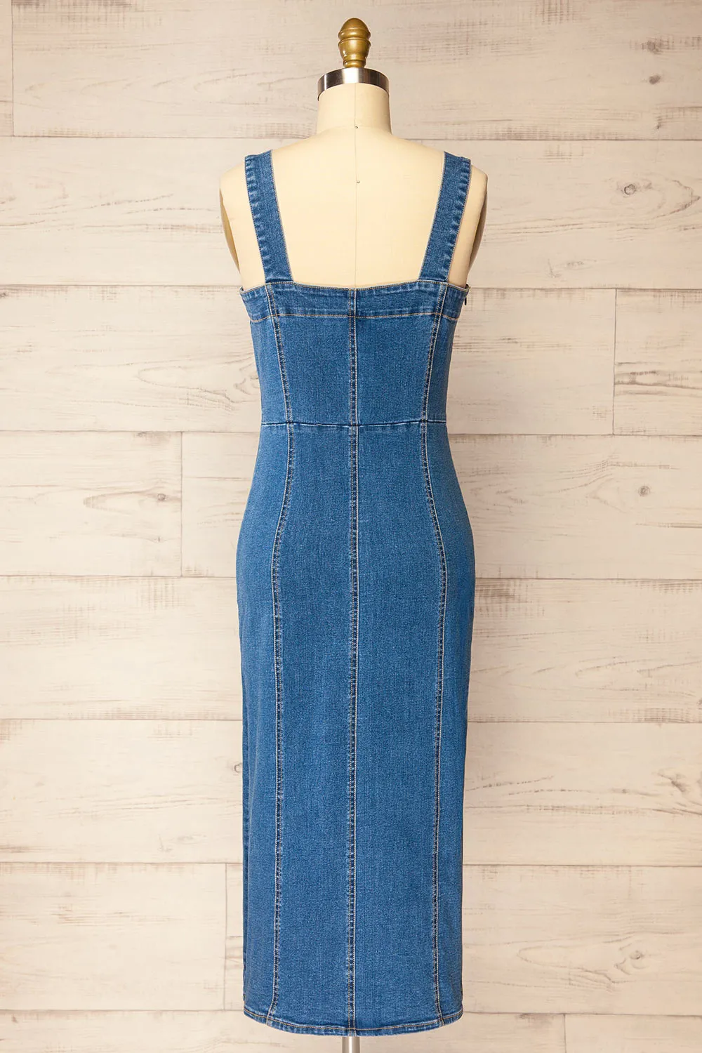 Khost | Fitted Blue Denim Midi Dress