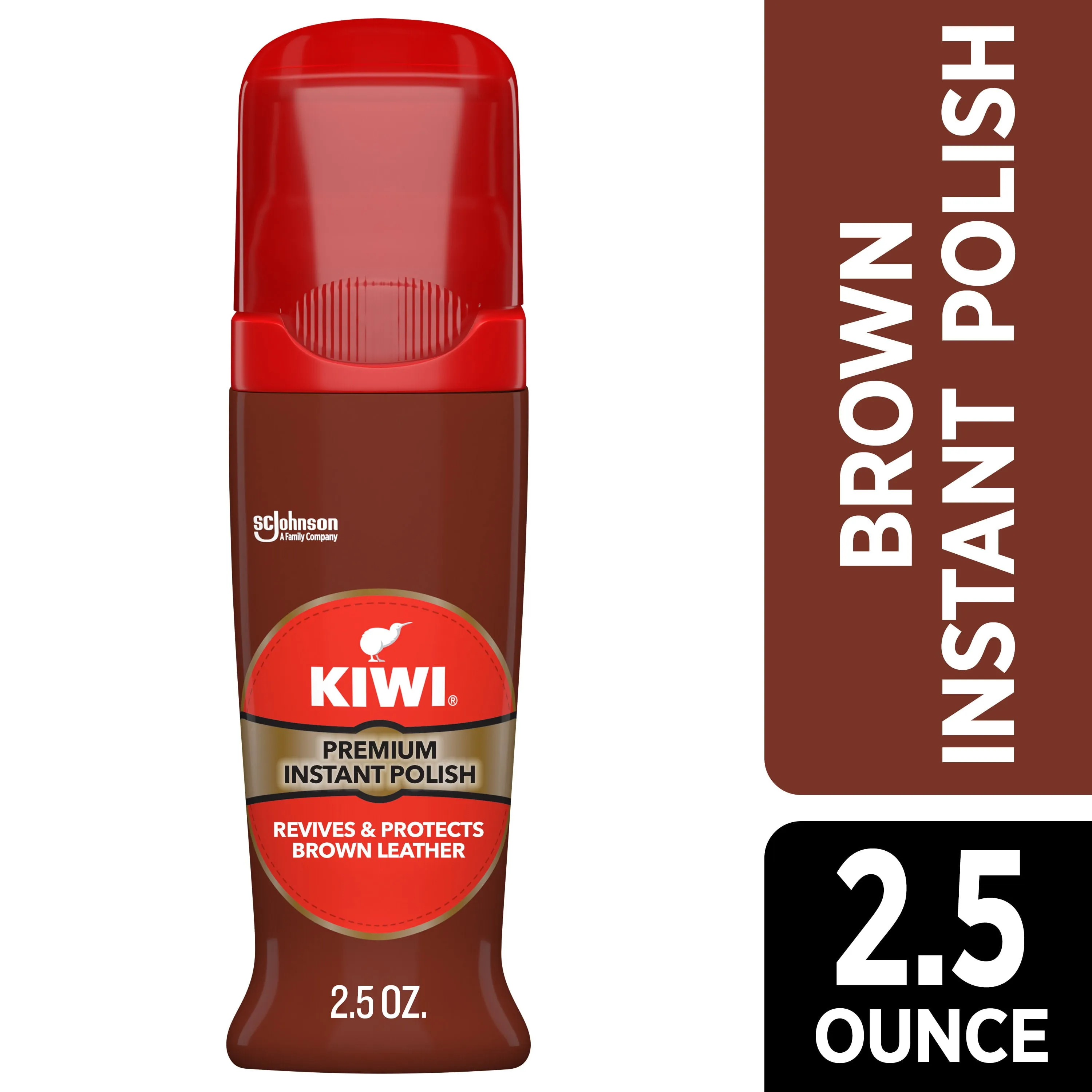 KIWI Instant Shine & Protect Liquid Shoe Polish, 2.5 Fl Oz (Pack of 1), Brown