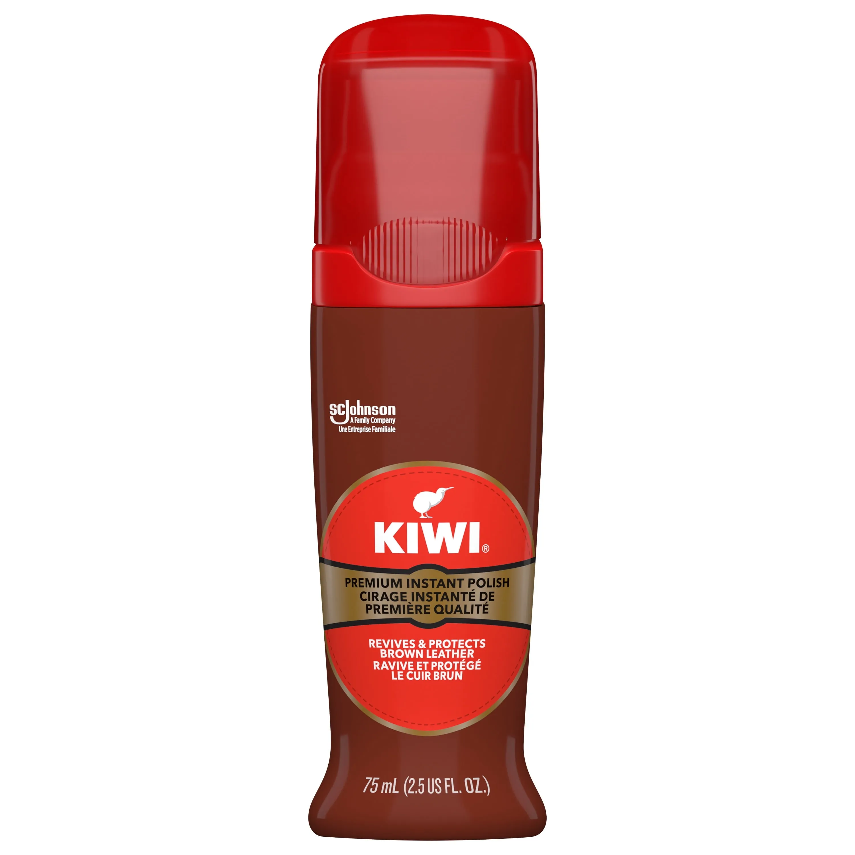 KIWI Instant Shine & Protect Liquid Shoe Polish, 2.5 Fl Oz (Pack of 1), Brown