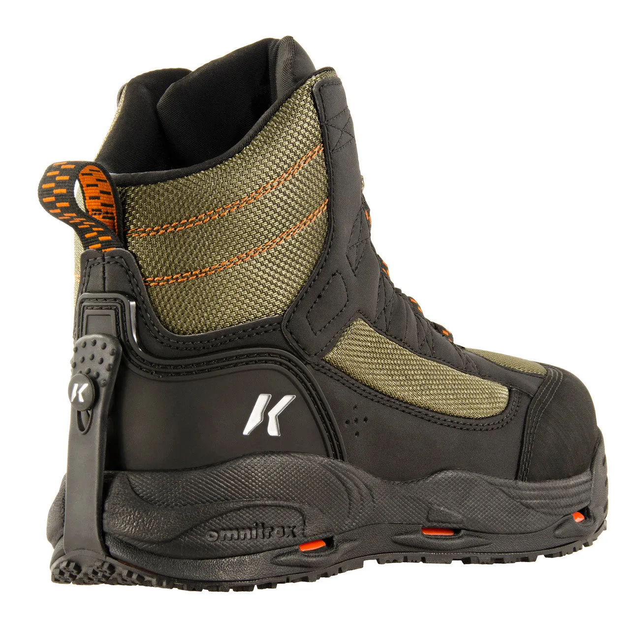 Korkers Mens Olive/Black Greenback Wading Boots with Kling-On & Studded Kling-On Soles