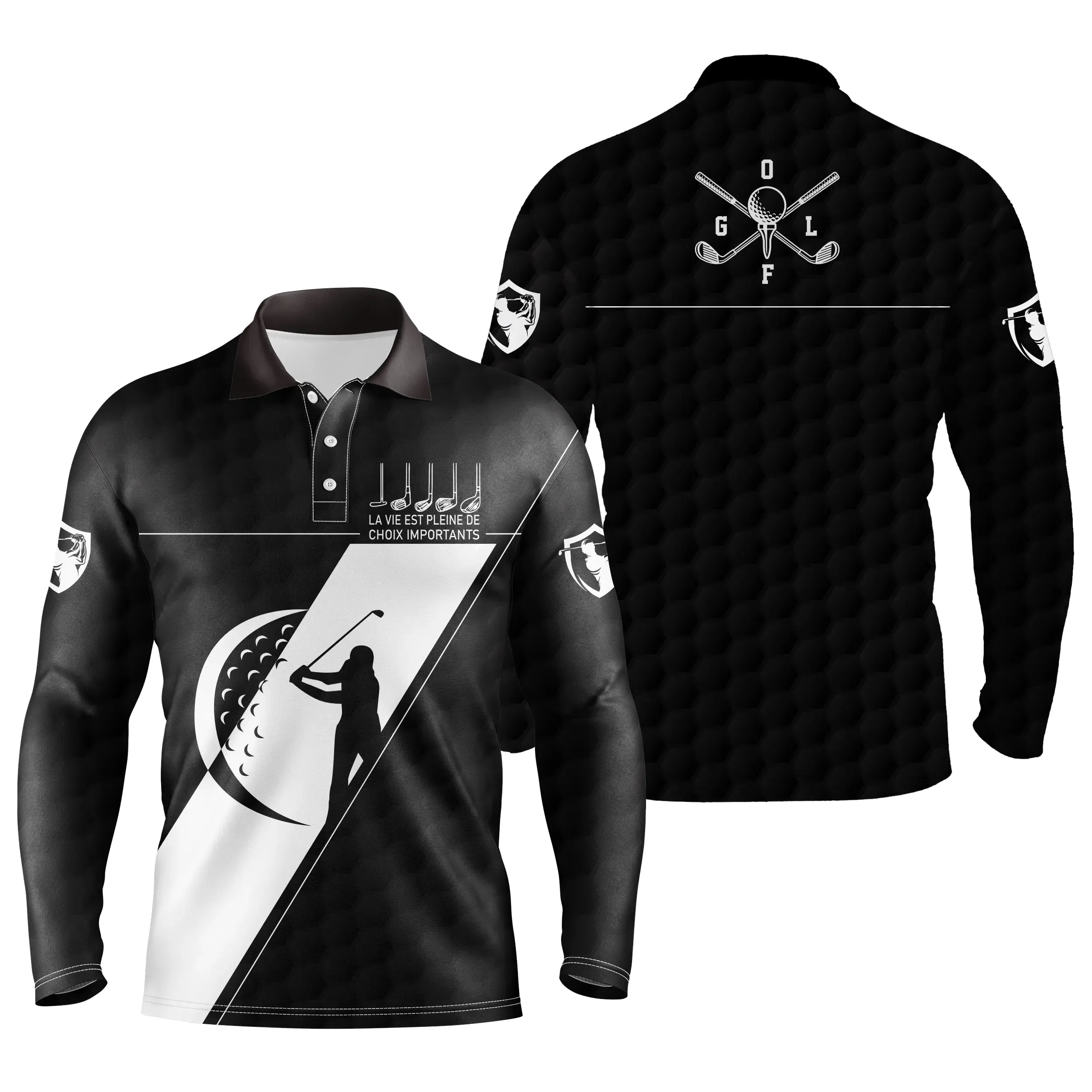 La Vie Est Pleine De Choix Importants, Polo de Sport Noir et Blanc, Cadeau Humour pour Golfeur ou Golfeuse, Polo Homme Femme - CTS18052213