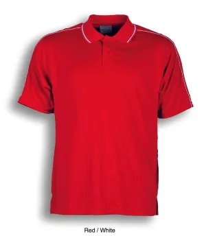 Ladies Breezeway Striped Polo - Red/White