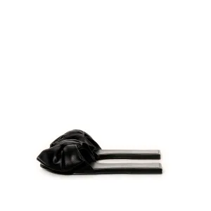 Lea Bow Flat Sandal in Black