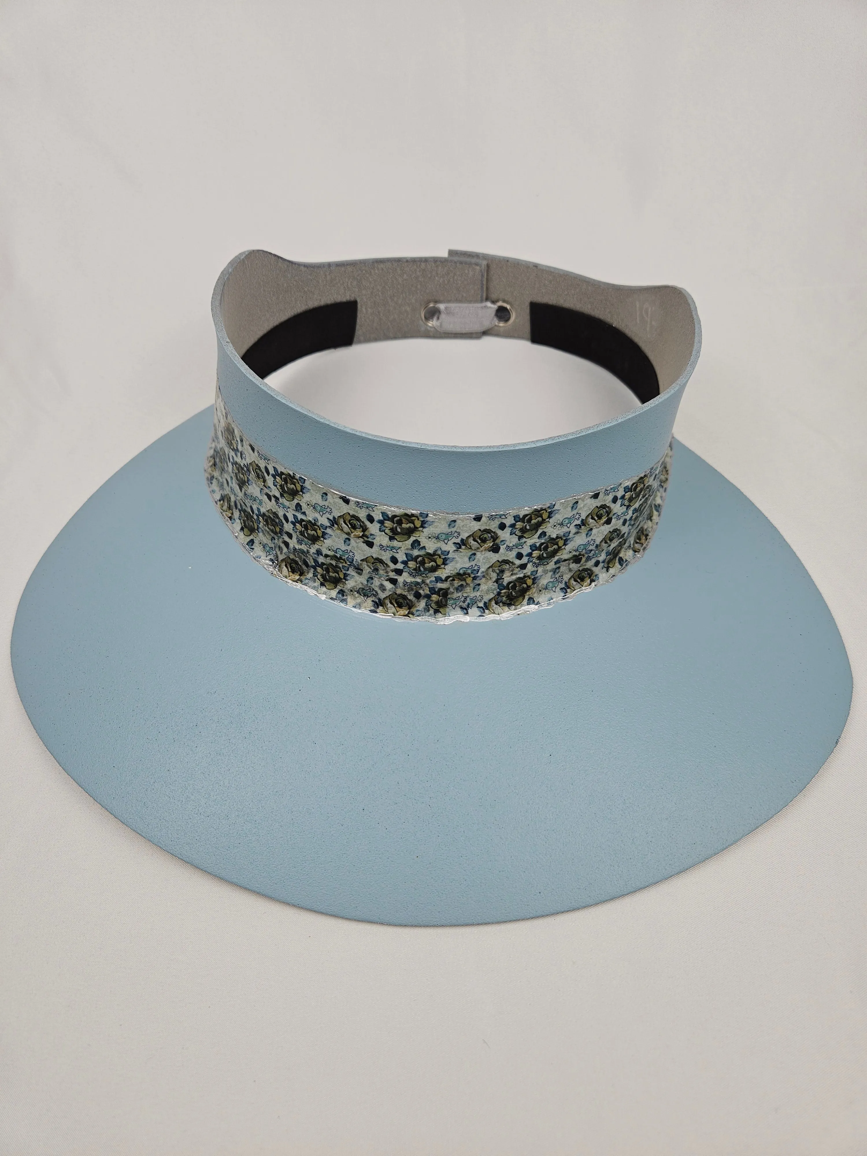 Light Blue "LadyEVA" Visor Hat with Elegant Floral Band