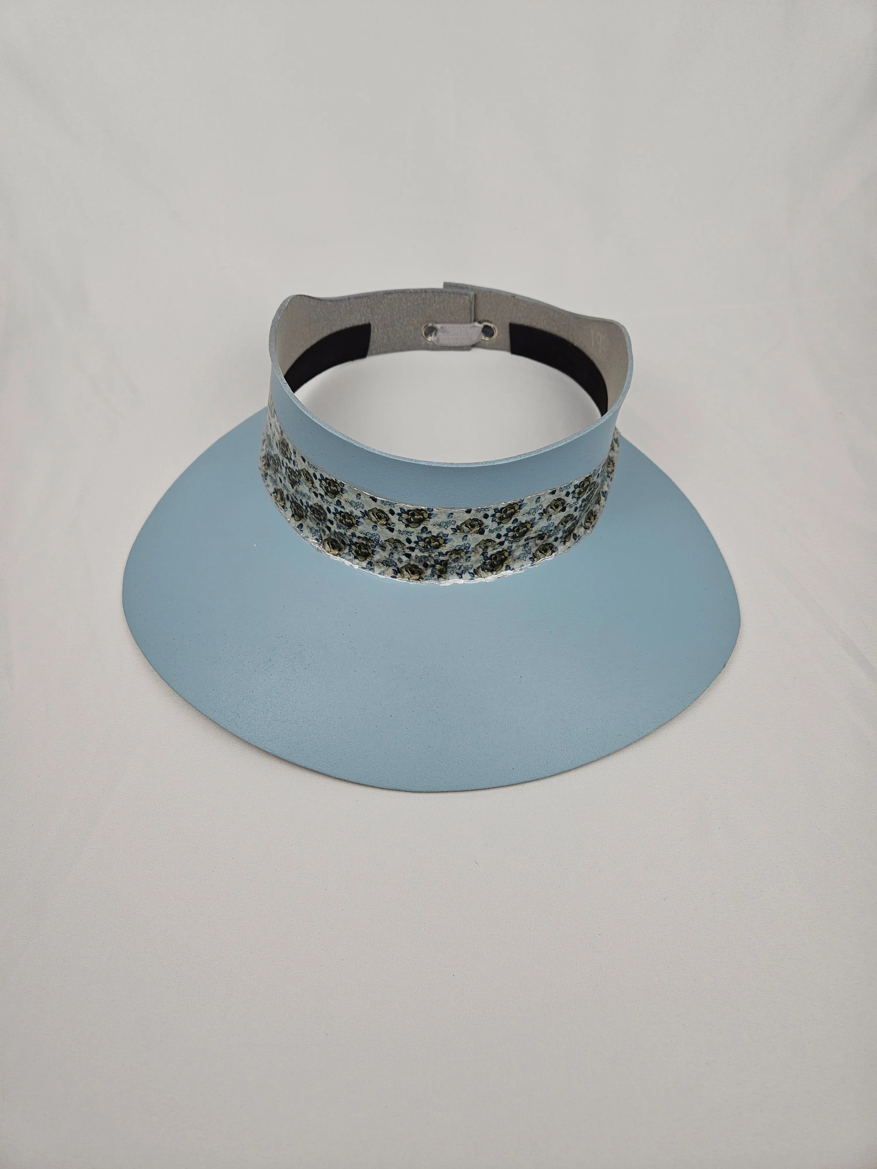 Light Blue "LadyEVA" Visor Hat with Elegant Floral Band