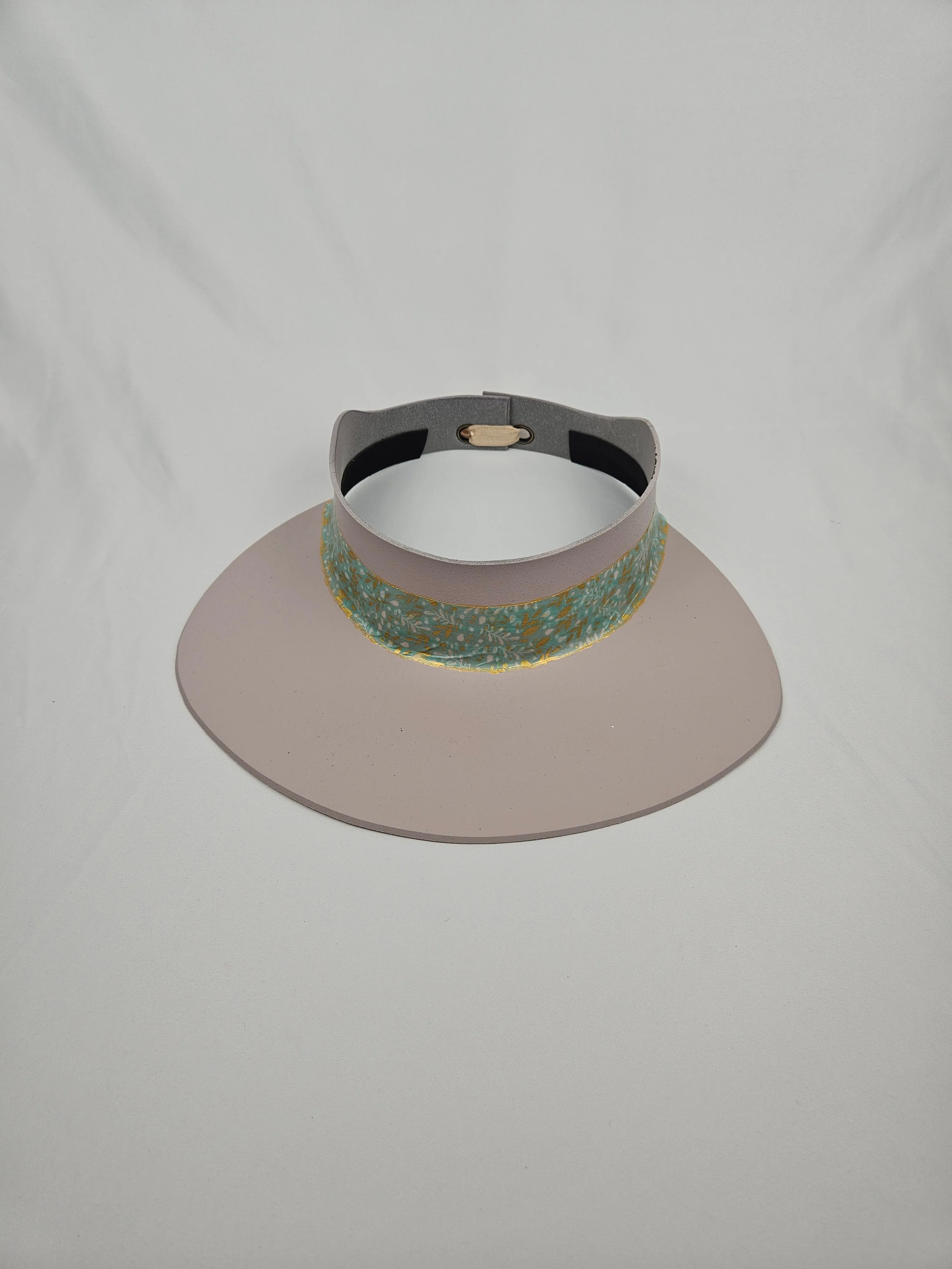 Light Pink "LadyEVA" Visor Hat with Seafoam Green and Gold Band