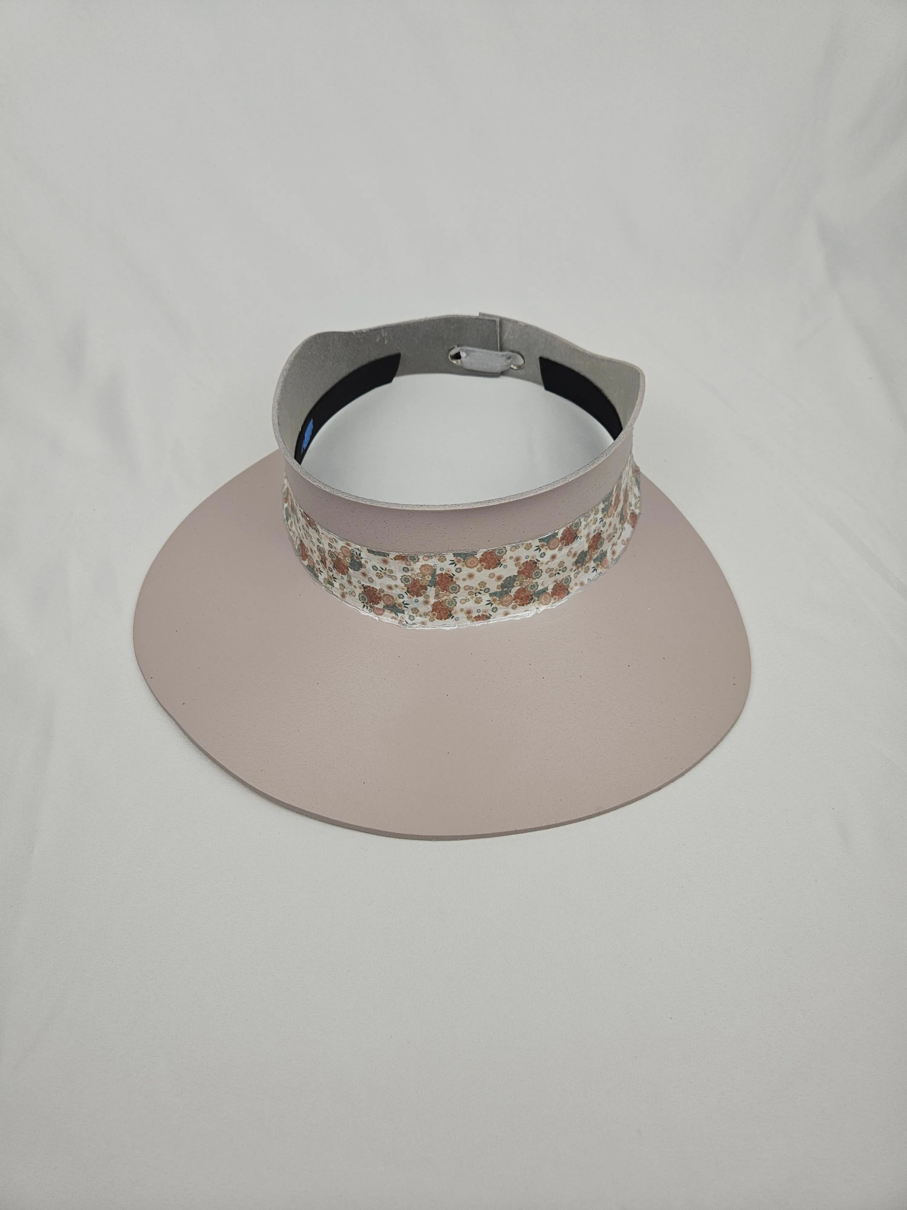 Light Pink "LadyEVA" Visor Hat with Soft Pink Floral Band