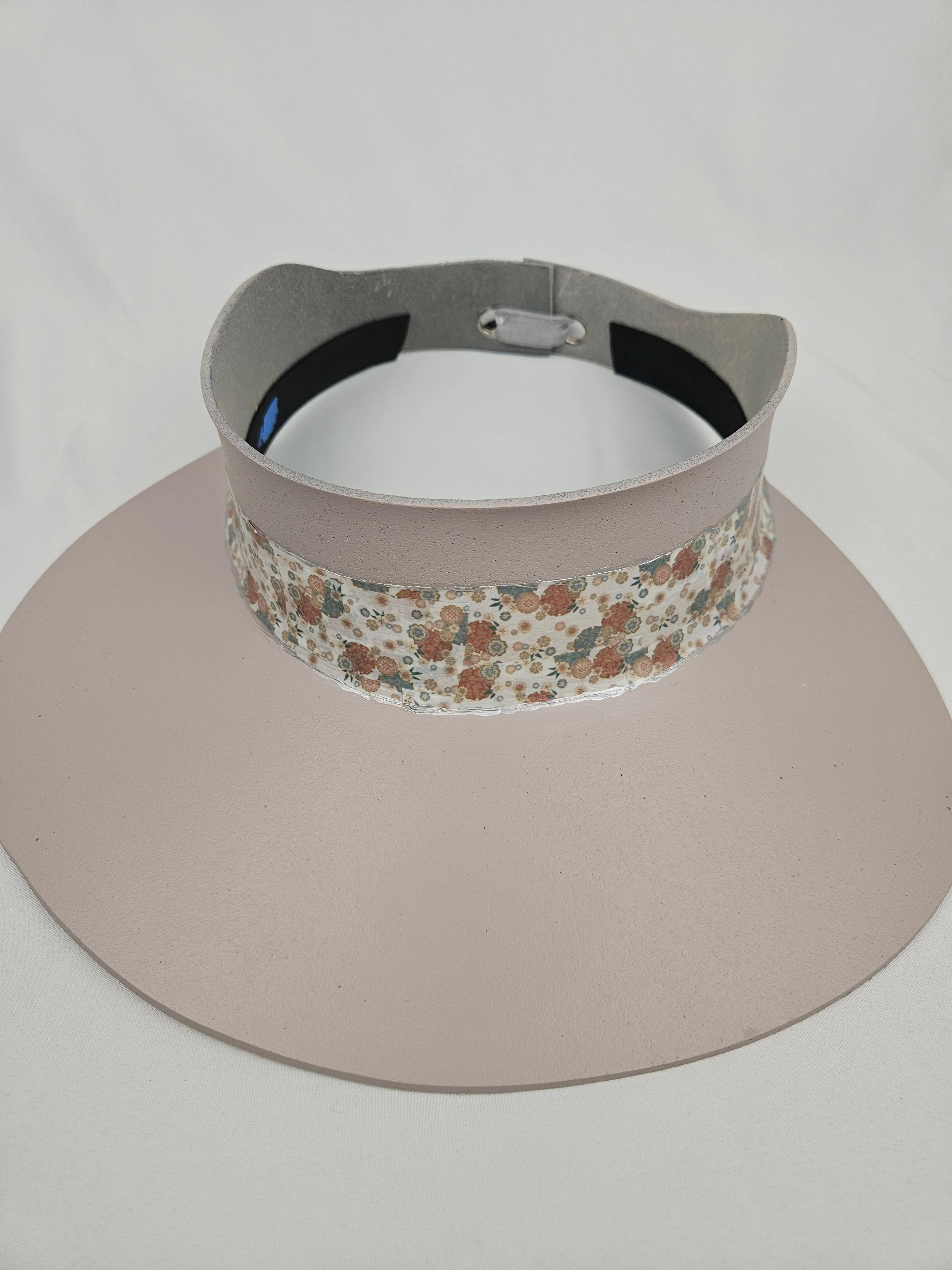 Light Pink "LadyEVA" Visor Hat with Soft Pink Floral Band