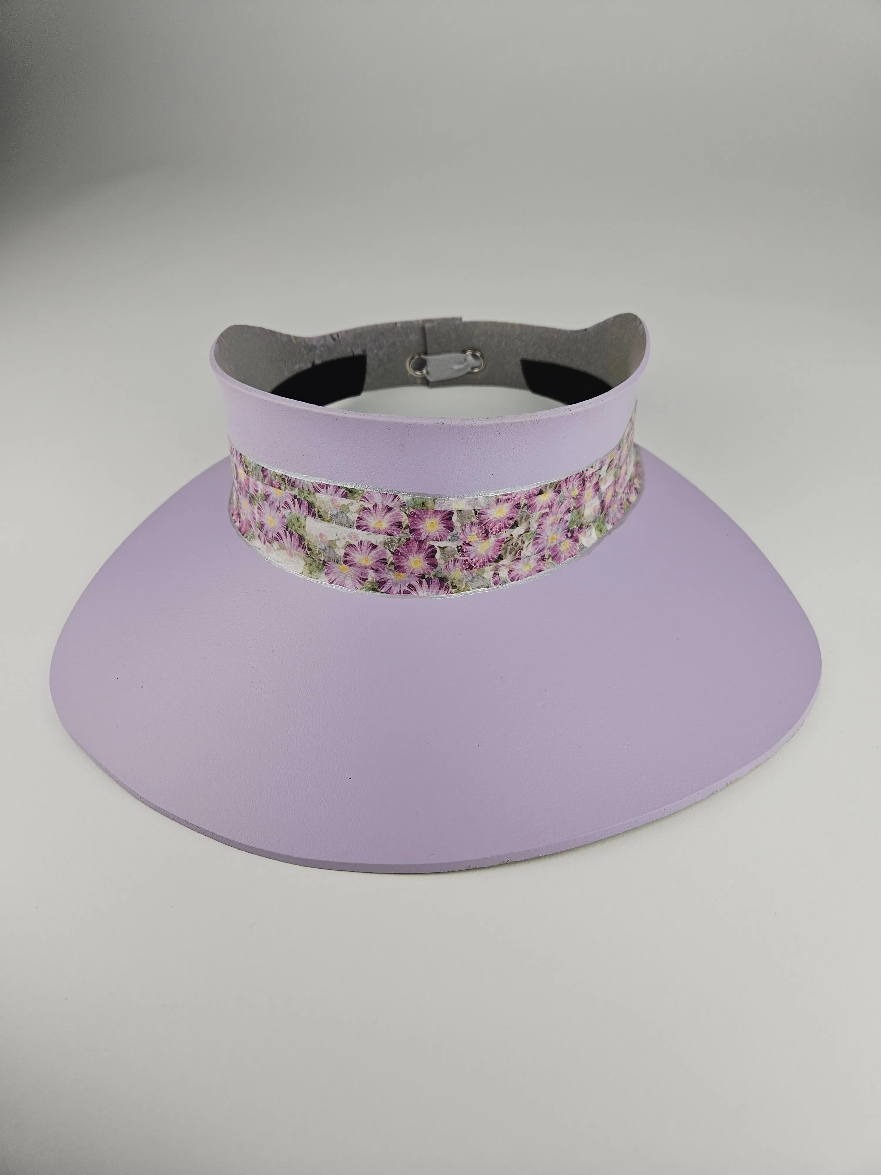 Lilac Purple "LadyEVA" Visor Hat with Purple Floral Band