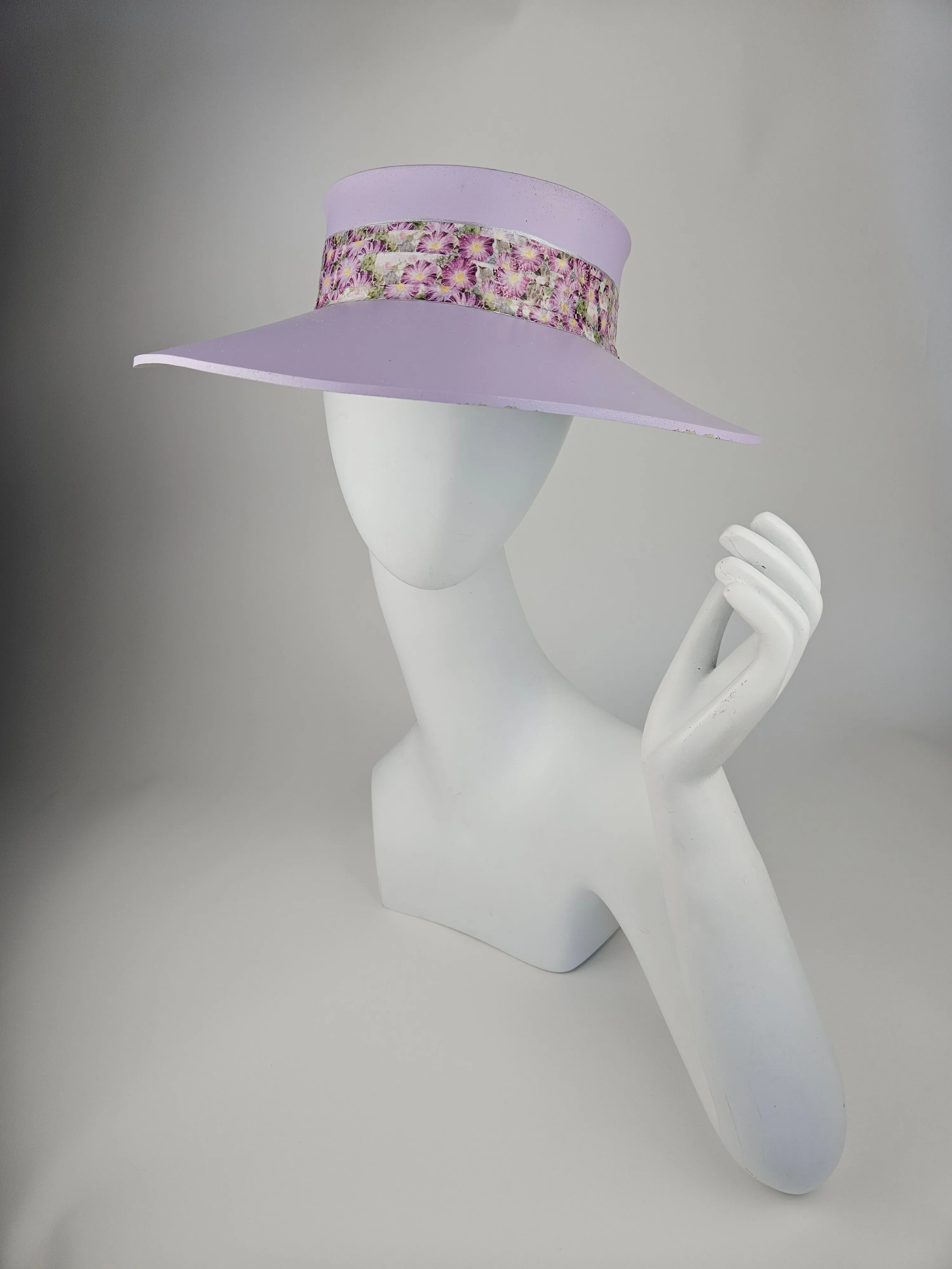 Lilac Purple "LadyEVA" Visor Hat with Purple Floral Band