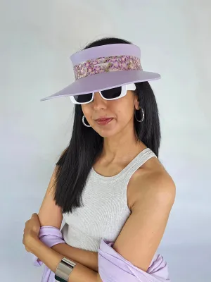 Lilac Purple "LadyEVA" Visor Hat with Purple Floral Band