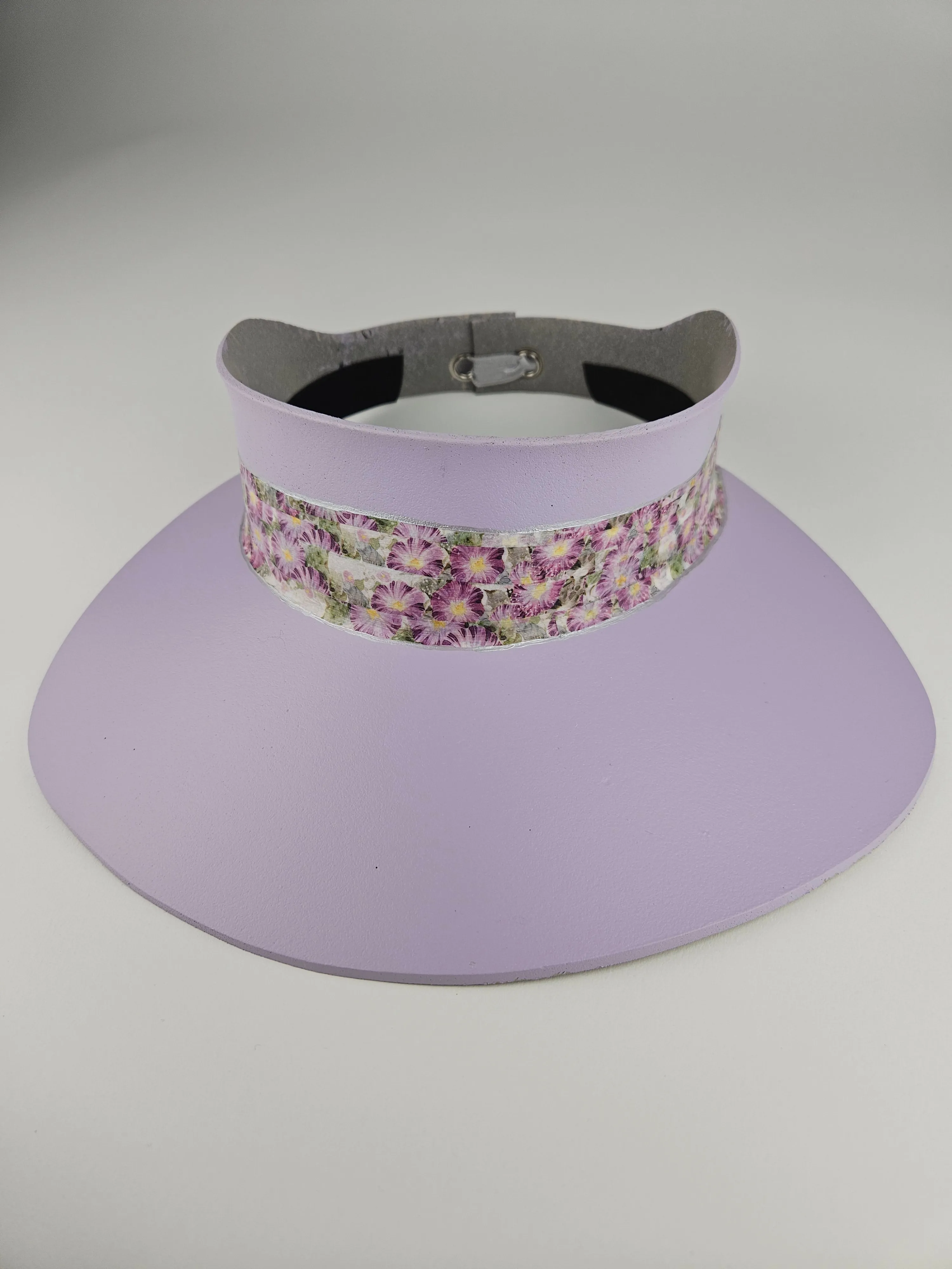 Lilac Purple "LadyEVA" Visor Hat with Purple Floral Band